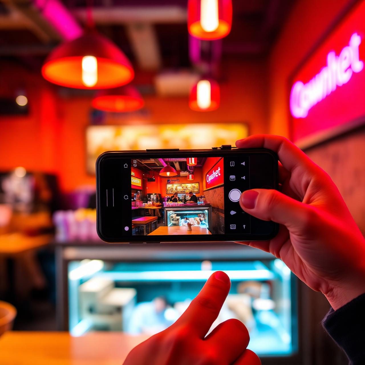 Filming short-form video at a local business